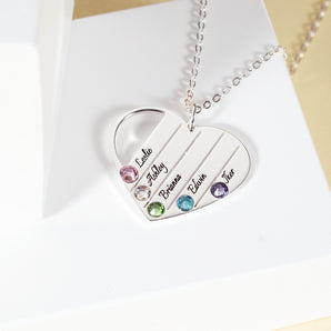 FIVE FOR ONE - collier en coeur 5 noms personnalisable