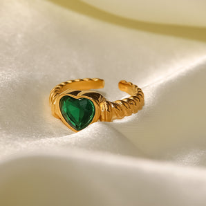 COEUR VERT - bague en or 18K